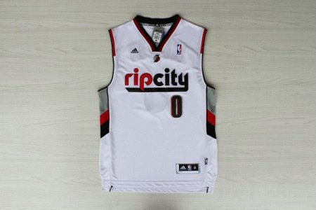 Maillot De Basket Portland Trail Blazers Damian Lillard 0 Tissus Sportif Fans Edition Retro Blanc